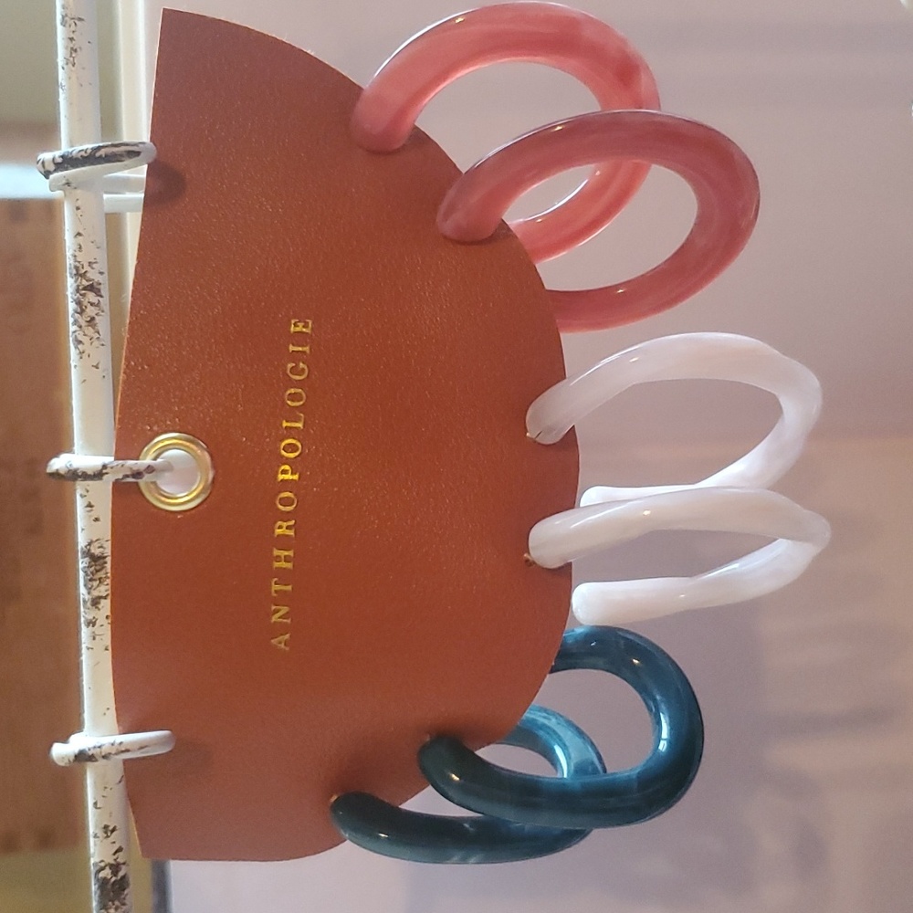 3 pairs of lucite hoop earrings, from anthropology.